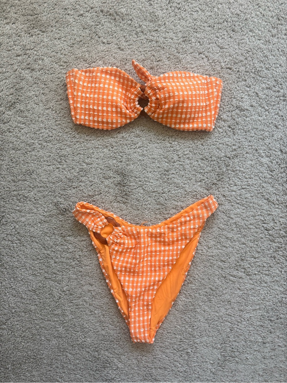 Abercrombie Orange Checkered Bandeau Bikini Set